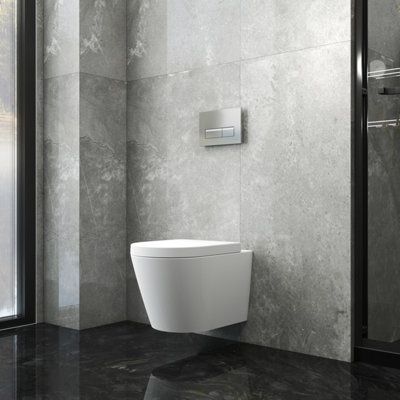 SLINE Bathroom Modern Rimless Wall Hung Toilet Round Shape - Include WC ...