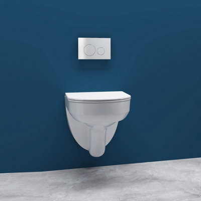 SLINE Bathroom Rimless Wall Hung Toilet UF Soft Close Seat Modern Round ...