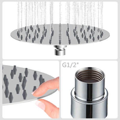SLINE Chrome Round Rain Shower Head 8 Inch - Stainless Steel Ultra Thin ...