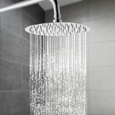 SLINE Chrome Round Rain Shower Head 8 Inch - Stainless Steel Ultra Thin ...