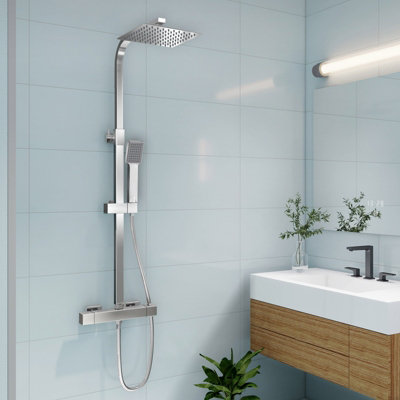 SLINE Chrome Wall-mounted Thermostatic Mixer Shower Set Anti-Scald ...