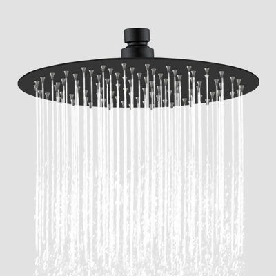SLINE Matte Black Round Rain Shower Head 8 Inch - Stainless Steel Ultra ...