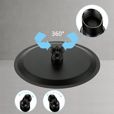 SLINE Matte Black Round Rain Shower Head 8 Inch - Stainless Steel Ultra ...