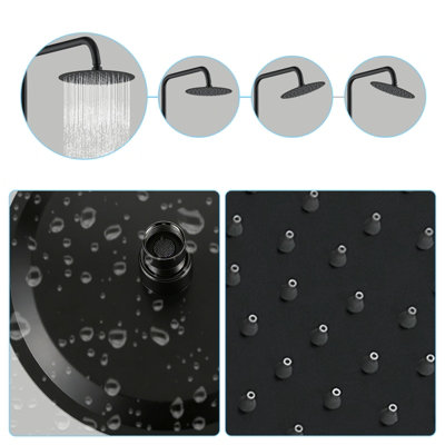 SLINE Matte Black Round Rain Shower Head 8 Inch - Stainless Steel Ultra ...