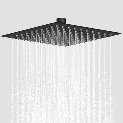 SLINE Matte Black Square Rain Shower Head 8 Inch - Stainless Steel ...
