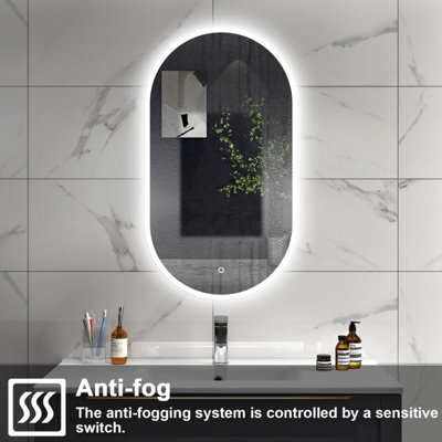 SLINE Oval Bathroom LED Mirror 600x900mm with Demister Pad,Dimmable ...