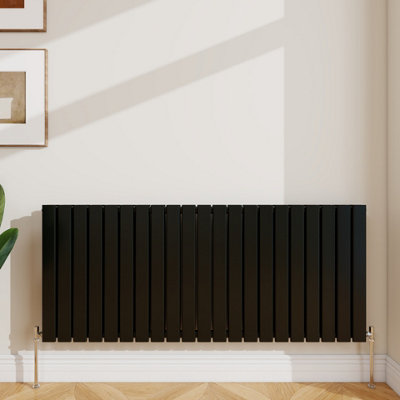 Sline Radiator Horizontal Double Panel Flat Black Designer Radiator ...