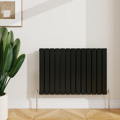 Sline Radiator Horizontal Double Panel Flat Black Designer Radiator ...