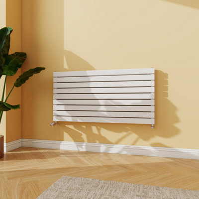 Sline Radiator Horizontal Double Panel Flat White Designer Radiator ...