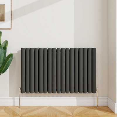 Sline Radiator Horizontal Double Panel Oval Column Anthracite Designer ...