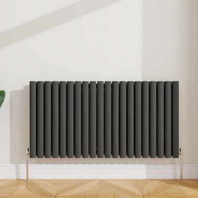 Sline Radiator Horizontal Double Panel Oval Column Anthracite Designer ...