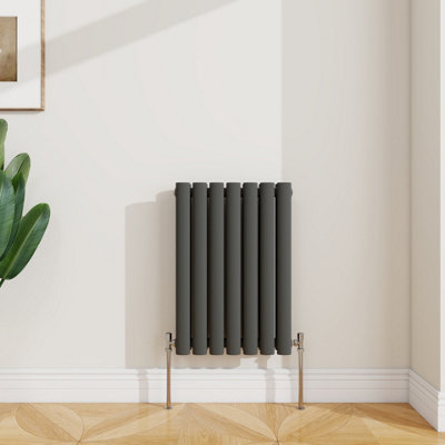 Sline Radiator Horizontal Double Panel Oval Column Anthracite Designer ...