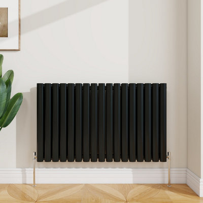 Sline Radiator Horizontal Double Panel Oval Column Black Designer ...