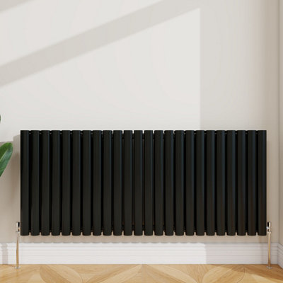 Sline Radiator Horizontal Double Panel Oval Column Black Designer ...