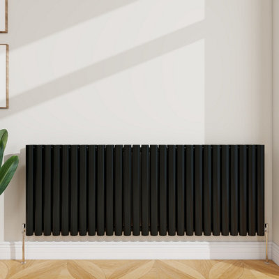 Sline Radiator Horizontal Double Panel Oval Column Black Designer ...