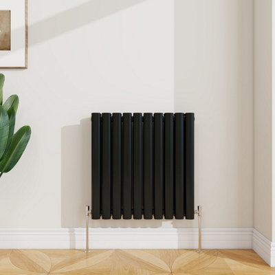 Sline Radiator Horizontal Double Panel Oval Column Black Designer ...