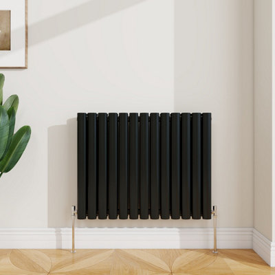 Sline Radiator Horizontal Double Panel Oval Column Black Designer ...