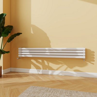 Sline Radiator Horizontal Double Panel Oval Column White Designer ...