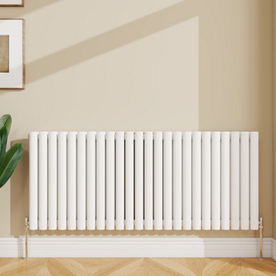 SLINE RADIATOR HORIZONTAL DOUBLE PANEL OVAL COLUMN WHITE DESIGNER ...