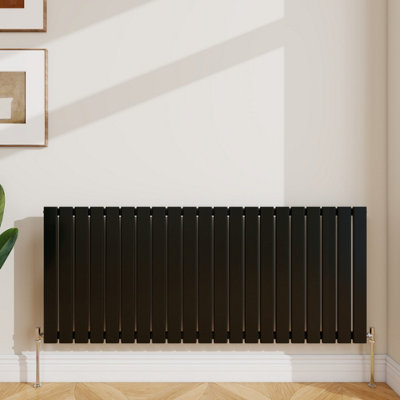 Sline Radiator Horizontal Single Panel Flat Black Designer Radiator ...