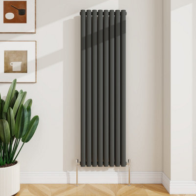 Sline Radiator Vertical Double Panel Oval Column Anthracite Designer ...