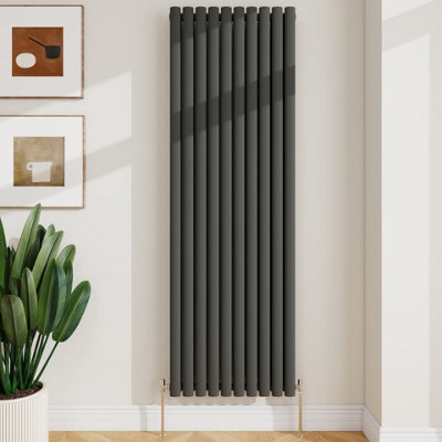 Sline Radiator Vertical Double Panel Oval Column Anthracite Designer ...