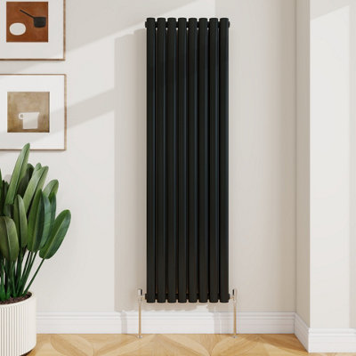 Sline Radiator Vertical Double Panel Oval Column Black Designer ...