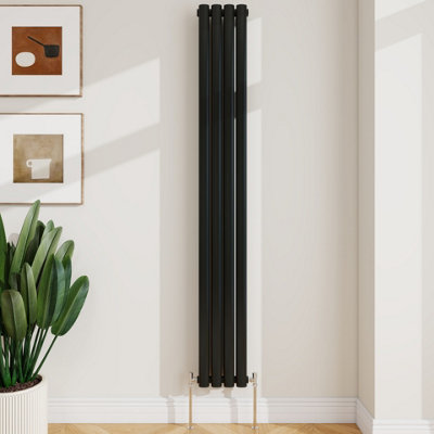 Sline Radiator Vertical Double Panel Oval Column Black Designer ...