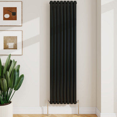 Sline Radiator Vertical Double Panel Oval Column Black Designer ...