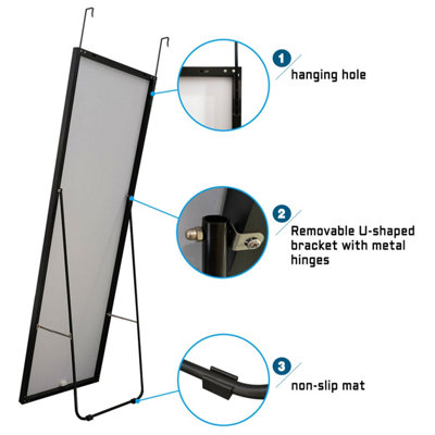 SLINE Rectangle Full Length Mirror,1500x500mm,Free Standing Mirror Full Body with Aluminum Alloy Frame