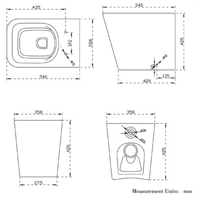 SLINE Rimless BTW Back to Wall Square Toilet Pan with Soft Close Seat ...