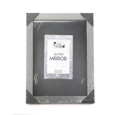 Sliver Glitter Framed Mirror 300 mm x 400 mm