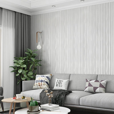 Sliver Grey Striped Effect Non Woven Fabric Wallpaper 950 cm