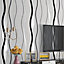 Sliver Grey Wave Striped Non Woven Geometric Patterned Wallpaper L 950 cm