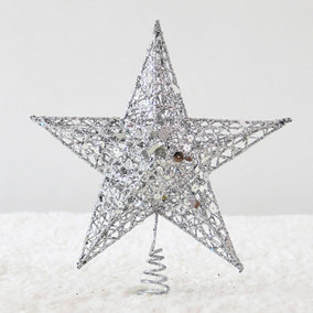 Sliver Lighted Up Christmas Tree Topper Star Christmas Decoration Xmas Ornament