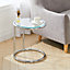 Sliver Round Tempered Glass Side Table with Metal Base Dia 45cm x H 49cm