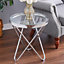 Sliver Tempered Glass Coffee Table Round Tea Table with Metal Legs Dia 45CM