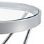 Sliver Tempered Glass Coffee Table Round Tea Table with Metal Legs Dia 45CM