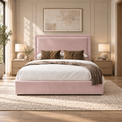 Sloane Bumper Plush Velvet Ottoman Sleigh Bed, with Ortho Mattress ...