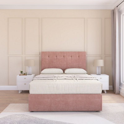 Sloomy 4FT Highbury Divan Bed Base Pink Plush ,4 Drawers & 54" Floor ...