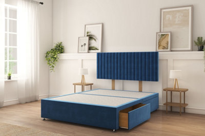 Sloomy 4FT Manhattan Divan Bed Base Navy Plush ,2 Drawers & 26