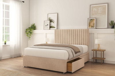 Sloomy 4FT Manhattan Naples Sand Memory Foam Bed Set With 4 Drawers ...