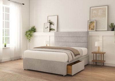 Sloomy 4FT Texas Divan Bed Base Silver Naples ,4 Drawers & 26