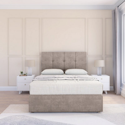Sloomy 4FT6 Jasmine Plush Pebble Memory Foam Bed Set With 4 Drawers, Mattress & 26" Headboard - Double