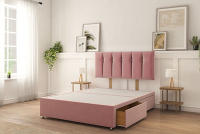 Sloomy 6FT Highbury Divan Bed Base Pink Plush ,2 Drawers & 26" Struts ...