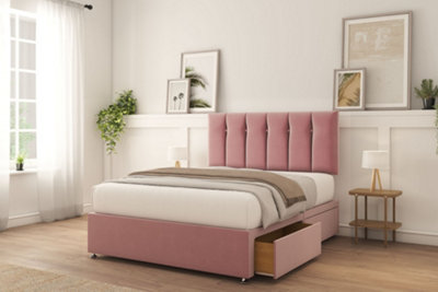 Sloomy 6FT Highbury Divan Bed Base Pink Plush ,2 Drawers & 26" Struts ...