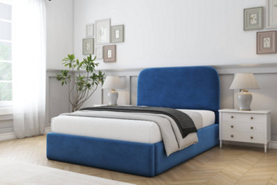 Sloomy Belvoir Navy Plush Bed Frame With Mattress With 45
