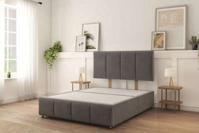 Sloomy Lisbon Graphite Tweed Divan Bed With Mattress No Drawers 26 ...
