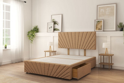 Sloomy Montana Pink Plush Divan Bed With Mattress 2 Drawers Foot-End ...