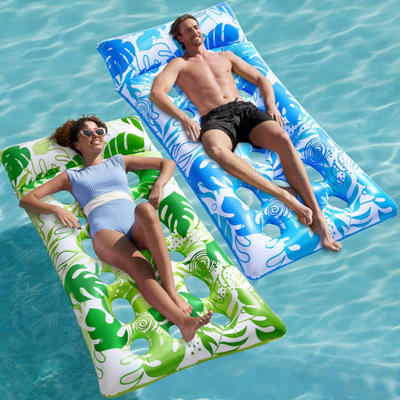 Sloosh Inflatable Pool Floats Lounger, 2 Packs XL Inflatables Keep Cool ...